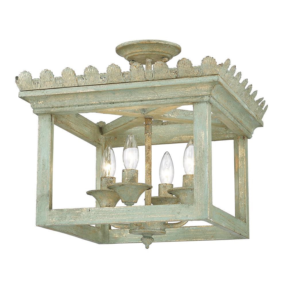 Golden Lighting Finley 4-light Semi-Flush Mount in Vintage Sage